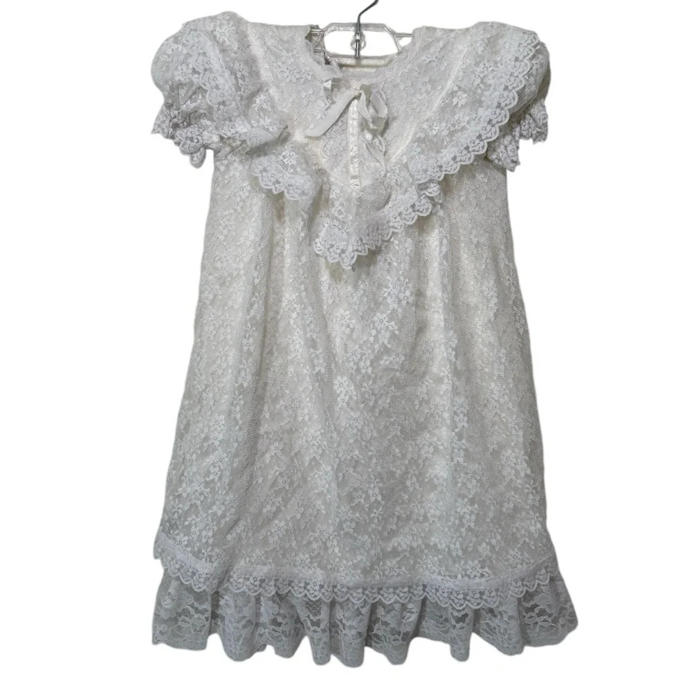 Jessica McClintock- Vintage Lace Girls Dress - White  Size 5